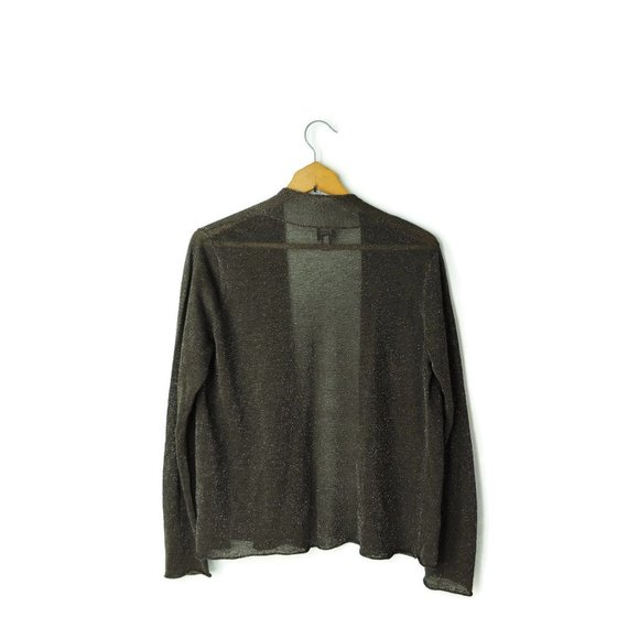 Eileen Fisher shimmer open front cardigan top - Picture 3 of 7